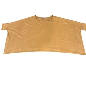 Body Language Paris Woman's Boho Tan Faux Suede Batwing Poncho One Size Made USA